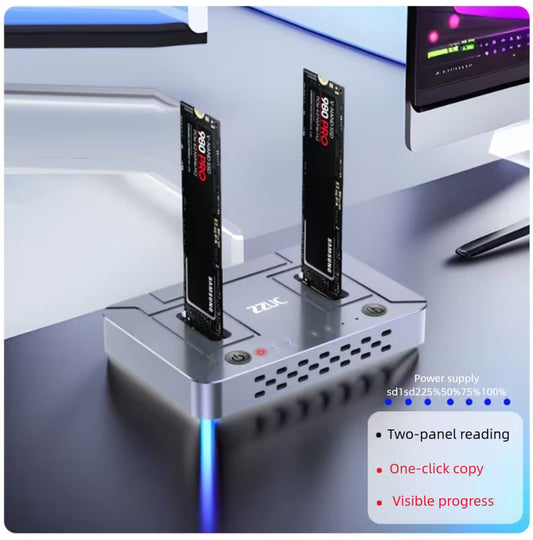 M.2 NVMe SATA SSD Cloner Dock, USB 3.2 Gen 2 X 2, 20Gbps Dual NVMe SATA SSD Enclosure, M.2 Duplicator Cloner, Support Offline Clone, UASP and Trim, Aluminum Design