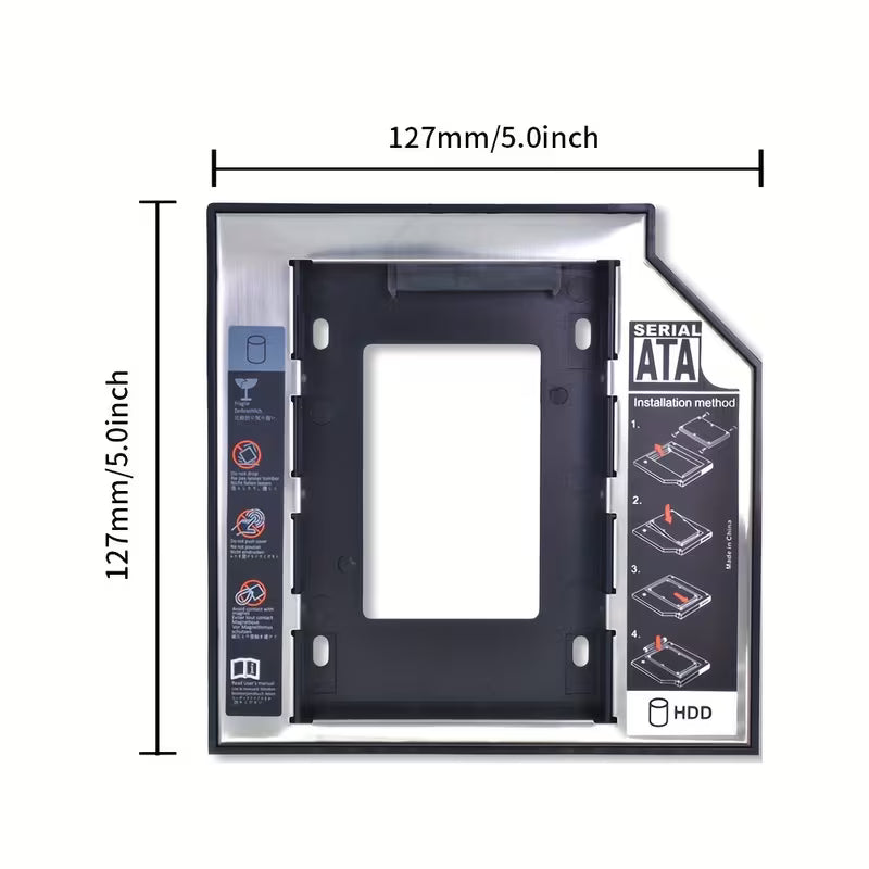 Universal SATA 2nd HDD SSD Hard Drive Caddy for 9.5 or 12.7mm Laptop CD DVD-ROM Bay