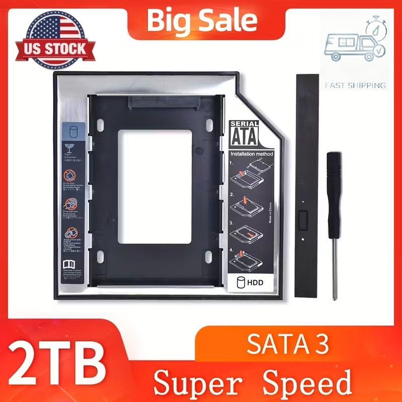 Universal SATA 2nd HDD SSD Hard Drive Caddy for 9.5 or 12.7mm Laptop CD DVD-ROM Bay