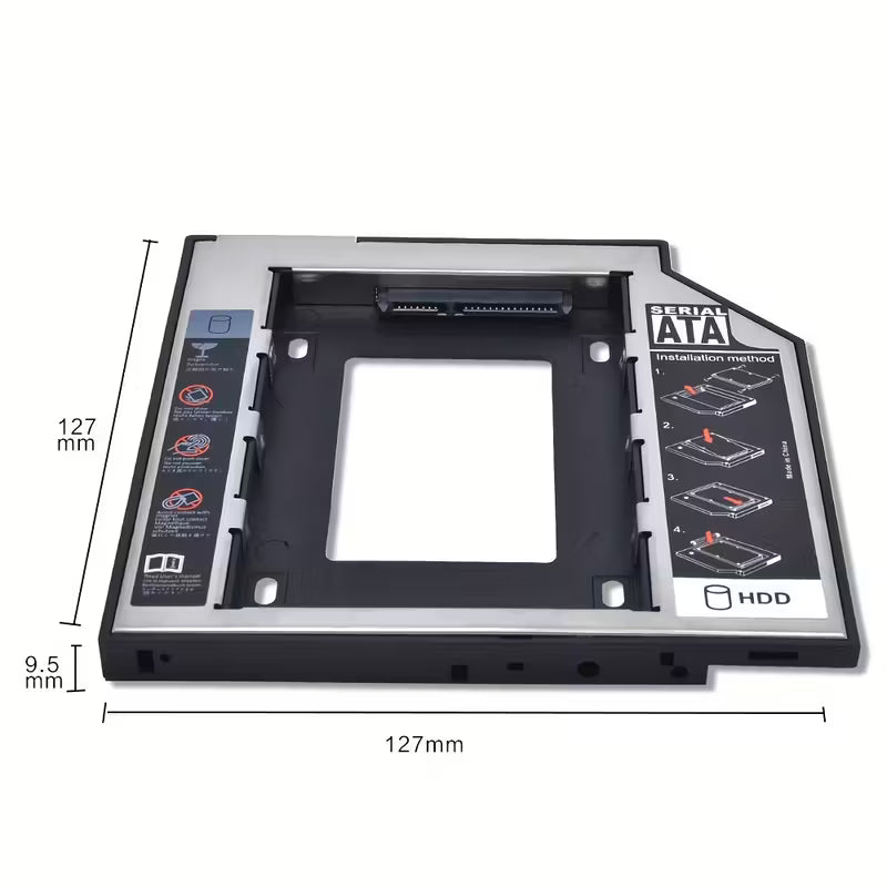 Universal SATA 2nd HDD SSD Hard Drive Caddy for 9.5 or 12.7mm Laptop CD DVD-ROM Bay