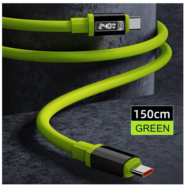 240 Watt USB-C to USB-C Cable PD Fast Charger Cord - 5 Feet