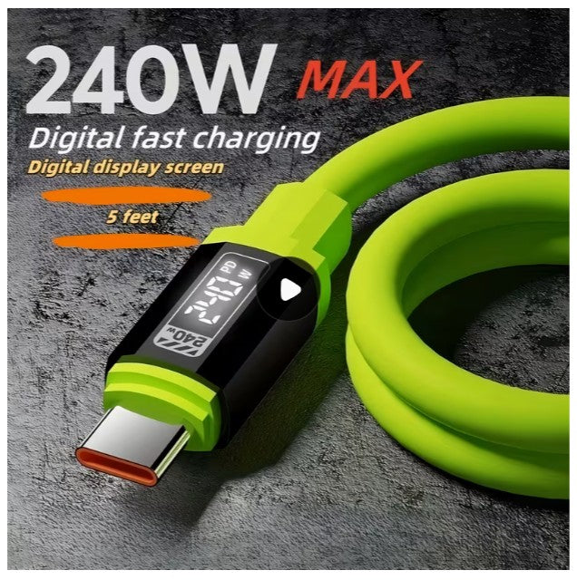 240 Watt USB-C to USB-C Cable PD Fast Charger Cord - 5 Feet