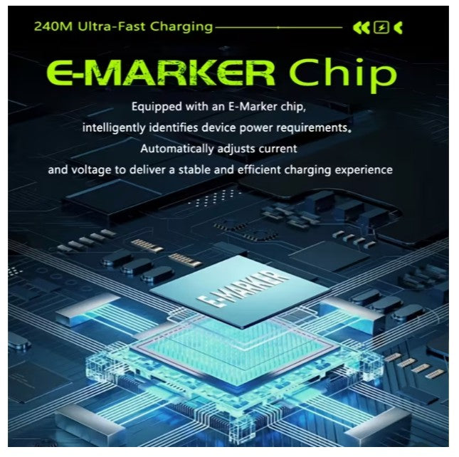 240 Watt USB-C to USB-C Cable PD Fast Charger Cord - 5 Feet