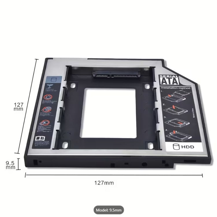 Universal SATA 2nd HDD SSD Hard Drive Caddy for 9.5 or 12.7mm Laptop CD DVD-ROM Bay