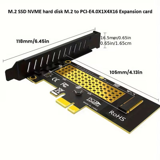 M.2 SSD NVME hard disk M.2 to PCI-E4.0X1X4X16 Expansion card supports the M.2 NVME PCI-e 4.0,3.0,2.0, 1.0, and supports the 2230/2242/2260/2280 SSD of the M.2 NVME protocol