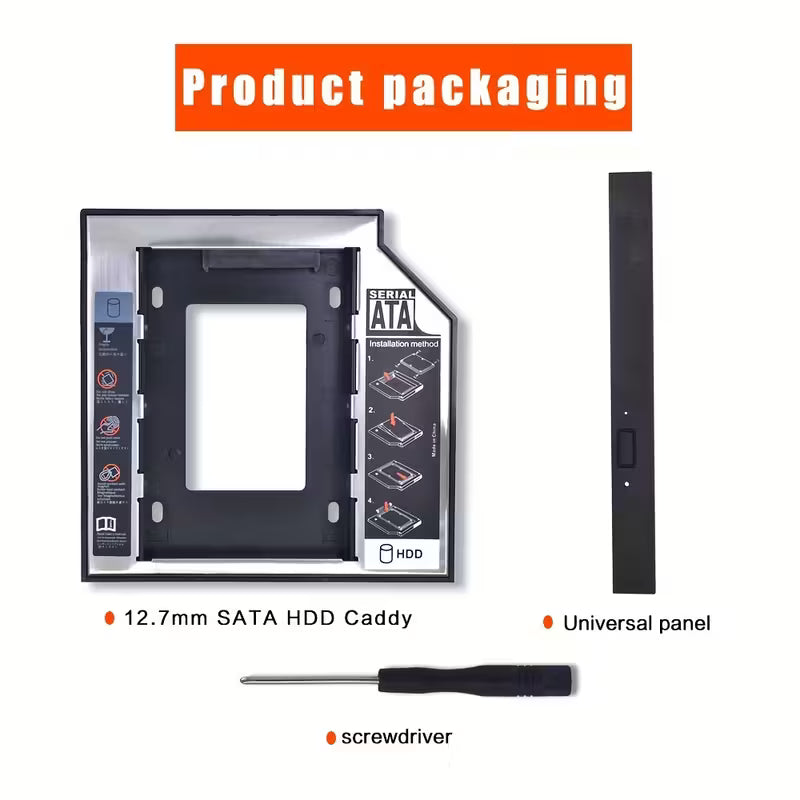 Universal SATA 2nd HDD SSD Hard Drive Caddy for 9.5 or 12.7mm Laptop CD DVD-ROM Bay